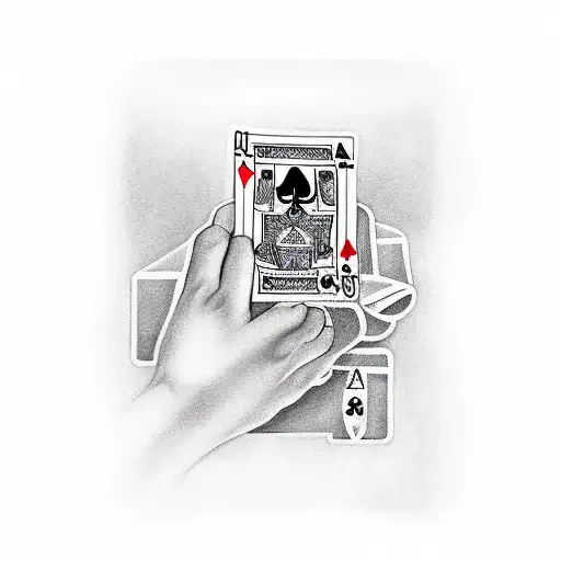 A realistic portrait of a royal flush hand with playing cards tattoo design idea