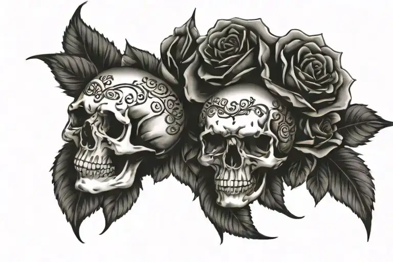 est 1996 with skulls and roses. tattoo design idea