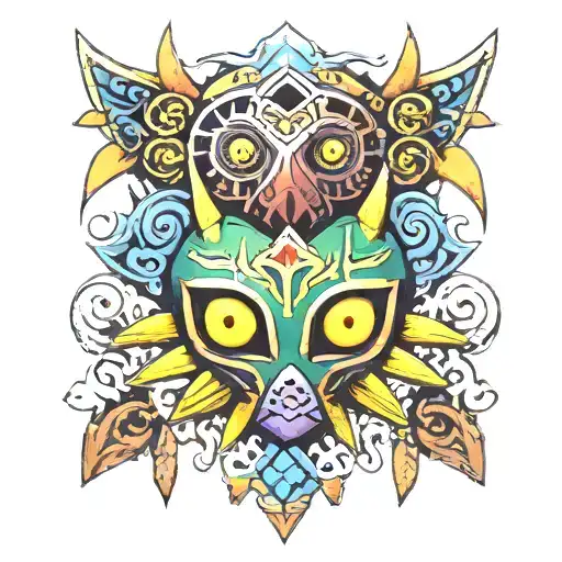 majoras mask from zelda tattoo design idea