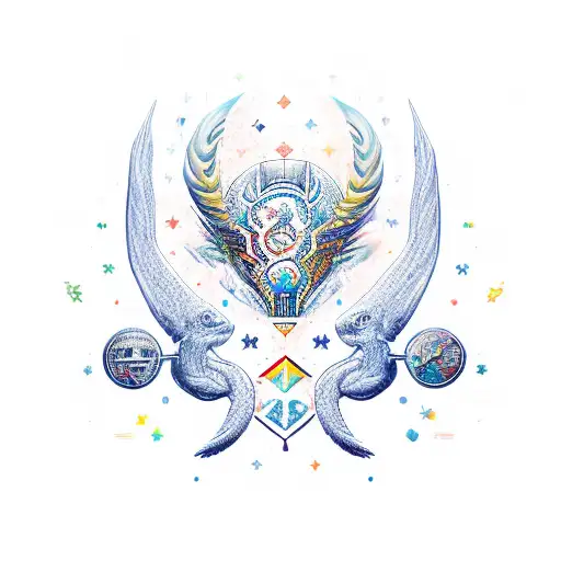 A pair tattoo denoting their strong love, their zodiac sign Sagittarius, their symbol fire, their strong mental connecti tattoo design idea