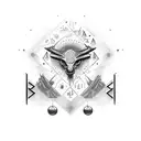 A pair tattoo denoting their strong love, their zodiac sign Sagittarius, their symbol fire, their strong mental connecti tattoo design idea