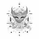 A pair tattoo denoting their strong love, their zodiac sign Sagittarius, their symbol fire, their strong mental connecti tattoo design idea