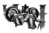 Ancient roman warrior and columns  tattoo design idea
