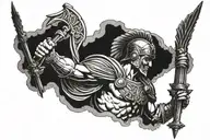 Ancient roman warrior and columns  tattoo design idea