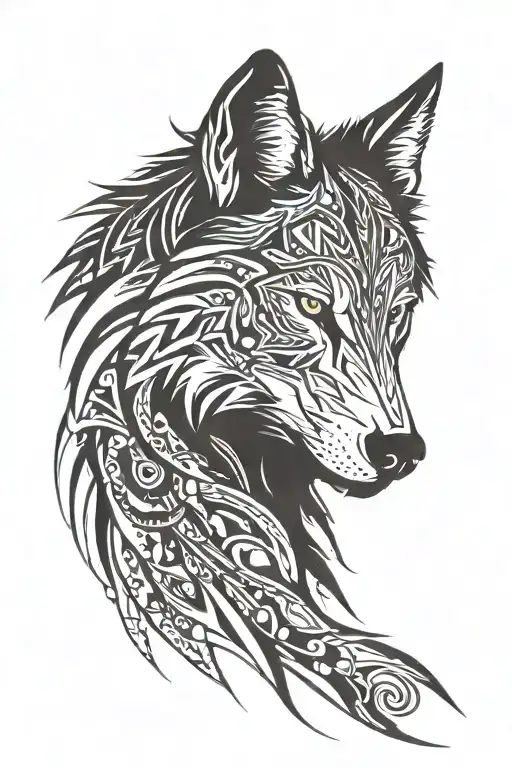 wolf face with scars wounds tattoo design idea