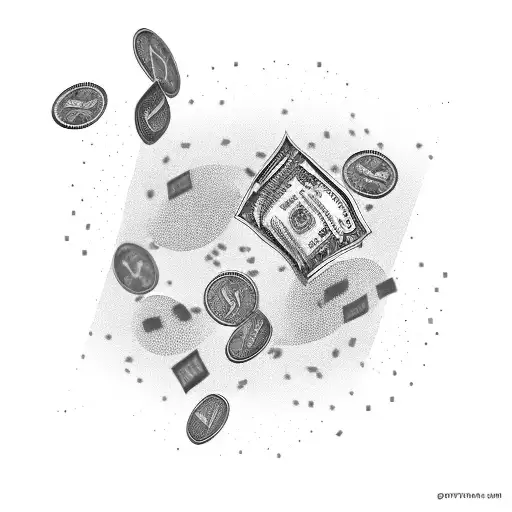 A graph chart with money raining down tattoo design idea