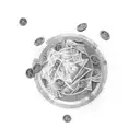 A graph chart with money raining down tattoo design idea