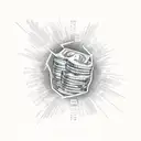 A graph chart with money raining down tattoo design idea