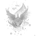 A graph chart with money raining down tattoo design idea