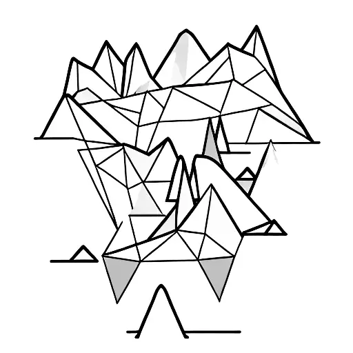 A minimalist silhouette of two hikers standing on a mountain peak, with the mesmerizing aurora borealis dancing in the background. tattoo design idea