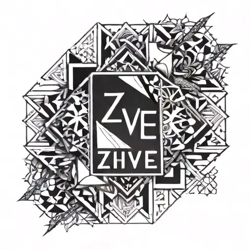 A geometric design incorporating the words 'long live zhyon' in a unique way tattoo design idea