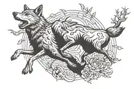 Wolf chasing leaping deer  tattoo design idea
