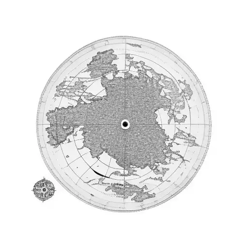A music-themed tattoo featuring a vinyl record with a map of Europe as the record label tattoo design idea