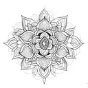 Hawaiian flowers with mandala filler tattoo design idea