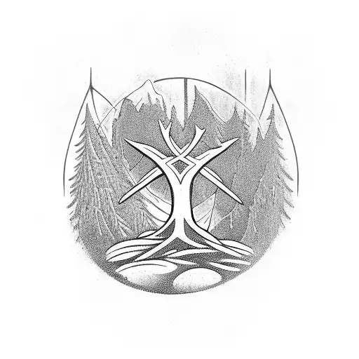Freya tree runes tattoo design idea