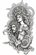 Aquarius and Leo surrounded tattoo design idea