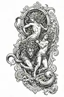 Aquarius and Leo surrounded tattoo design idea
