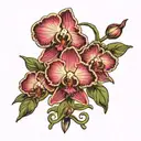 Hardcore Orchid with a scale showing balance tattoo design idea