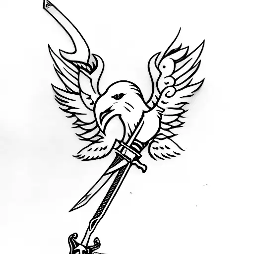 sword and crow tattoo design idea