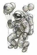 astronaut holding balloons tattoo design idea