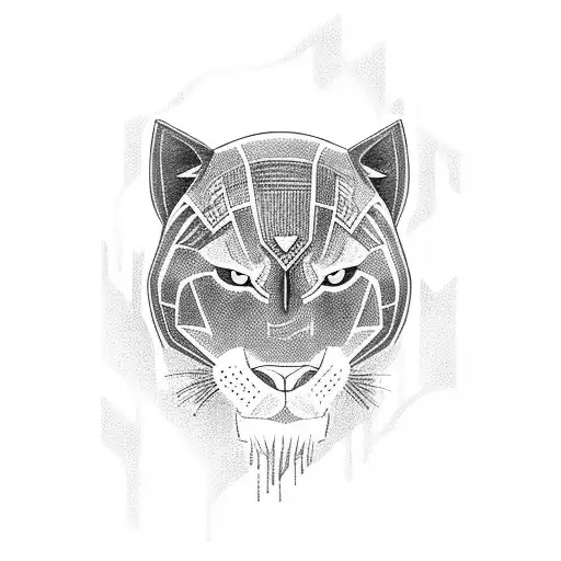 A majestic black panther leaping through a mountainous landscape tattoo design idea