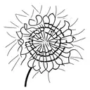A blackwork tattoo of a dandelion transforming into birds tattoo design idea