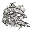dolphin, hawk, lightning, tomahawk tattoo design idea