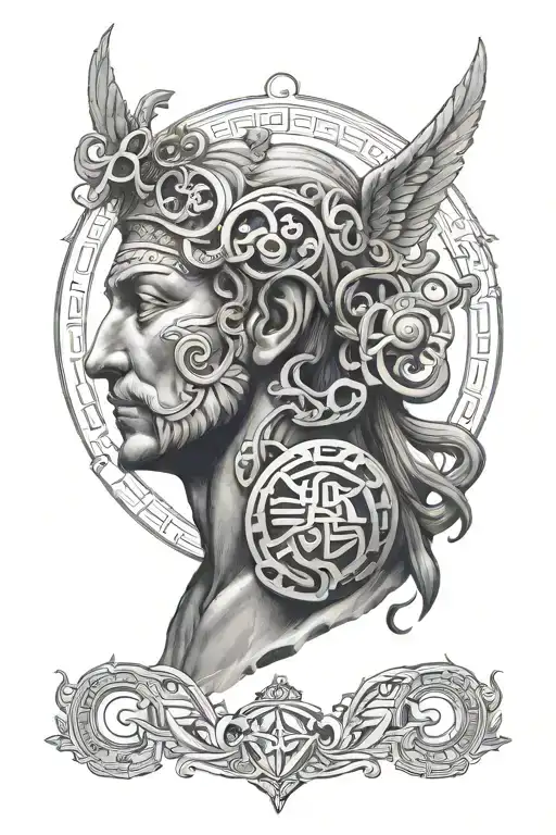 Creating a full sleeve tattoo incorporating the Greek symbols representing the principles of Stoicism:  Wisdom (Sophia): tattoo design idea