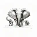 mama elephant with 3 babies tattoo design idea