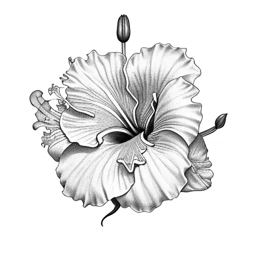 hibiscus and lily arrangement  tattoo design idea