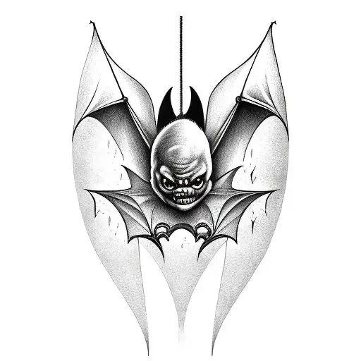 scary bat  tattoo design idea