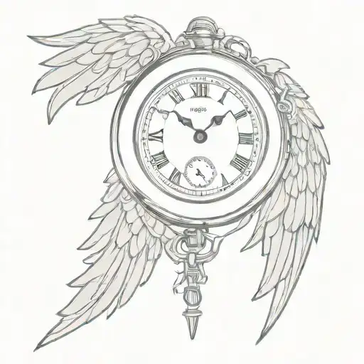 pocket watch with angel wings steampunk tattoo for leg tattoo design idea