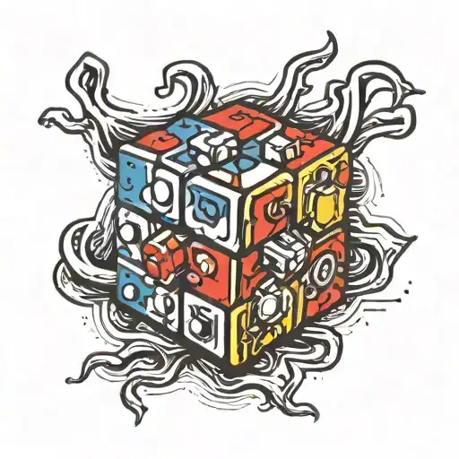 Rubik's cube character  tattoo design idea