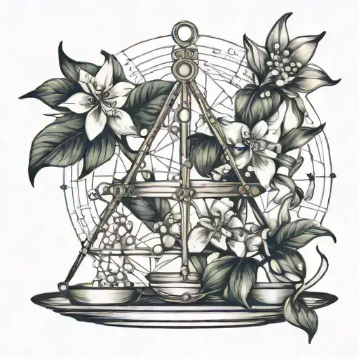 libra constelation design with lillies of the valley tattoo design idea