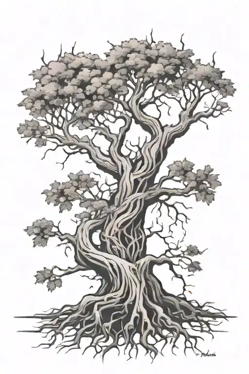 tree with roots that say sylvia tattoo design idea