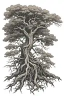 tree with roots that say sylvia tattoo design idea
