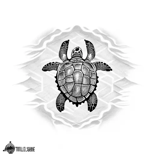 sea turtle with the sell like sea tribal and family simbol tattoo design idea