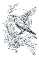 moon, bird, dad memorial tattoo design idea