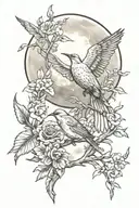 moon, bird, dad memorial tattoo design idea