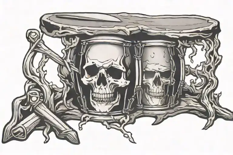 tombstone with drum sticks tattoo design idea