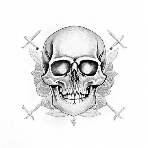 birds and skull tattoo design idea