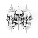 birds and skull tattoo design idea