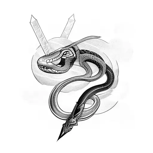 snake and sword tattoo design idea