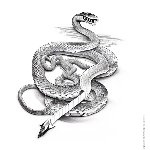 snake and sword tattoo design idea
