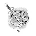 snake and sword tattoo design idea
