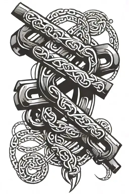 logging chain links tattoo design idea