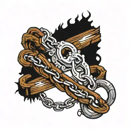 logging chain links tattoo design idea