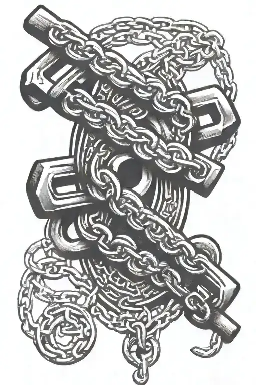 logging chain links tattoo design idea