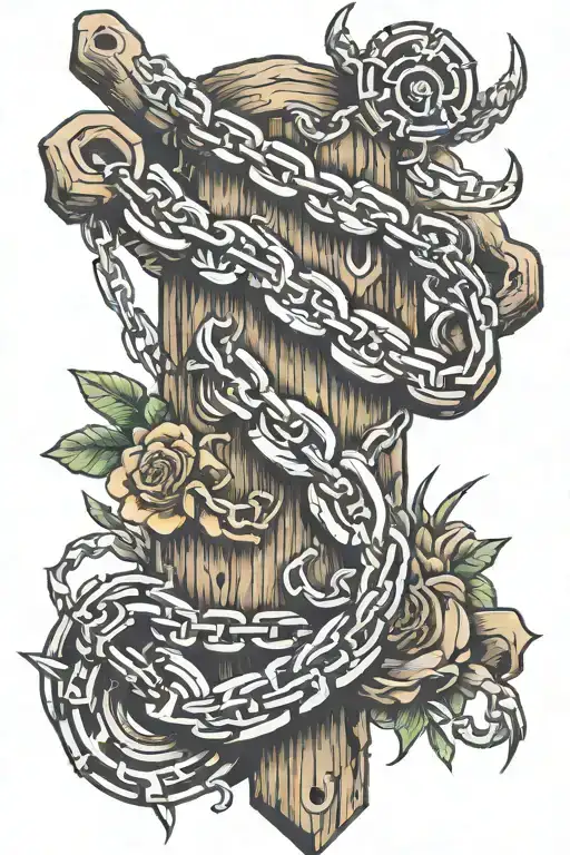 logging chain links tattoo design idea