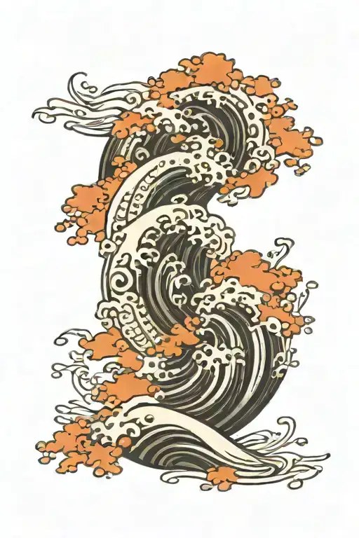 japanese wave spiral farbic tattoo background black tattoo design idea